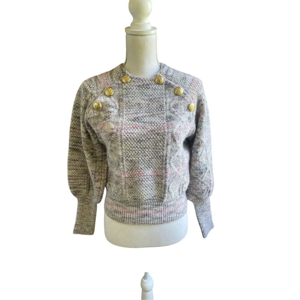 Veronica Beard Adelaide Crew Neck Full Sleeve Sweater S Merino wool/ Alpaca Gray